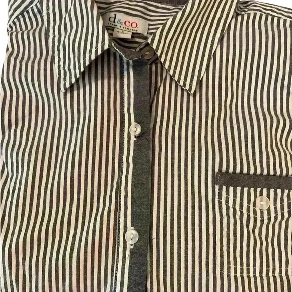 Blue Gray and White Striped Shirt Size Large Denim & Co - Picture 6 of 8